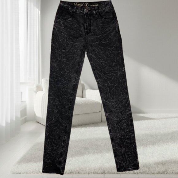 Ethyl Clothing High Rise Wrinkle Acid Wash Skinny Jeans Size 4 - Picture 2 of 9